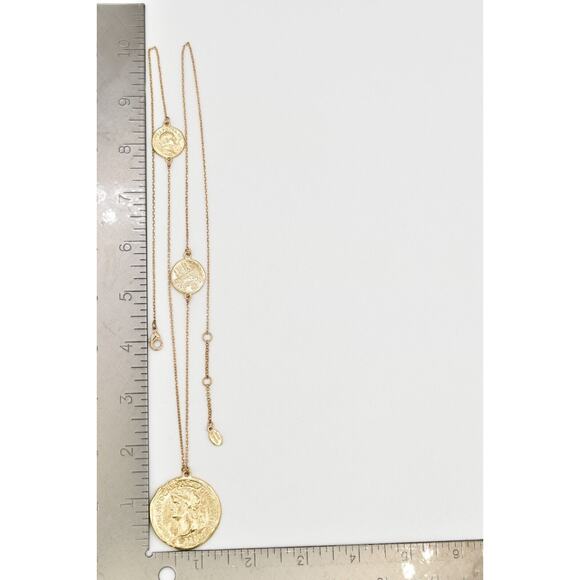 Jade & Jasper Vintage Coin Station Necklace Brushed Gold Satin Signed BinBL - Picture 12 of 12